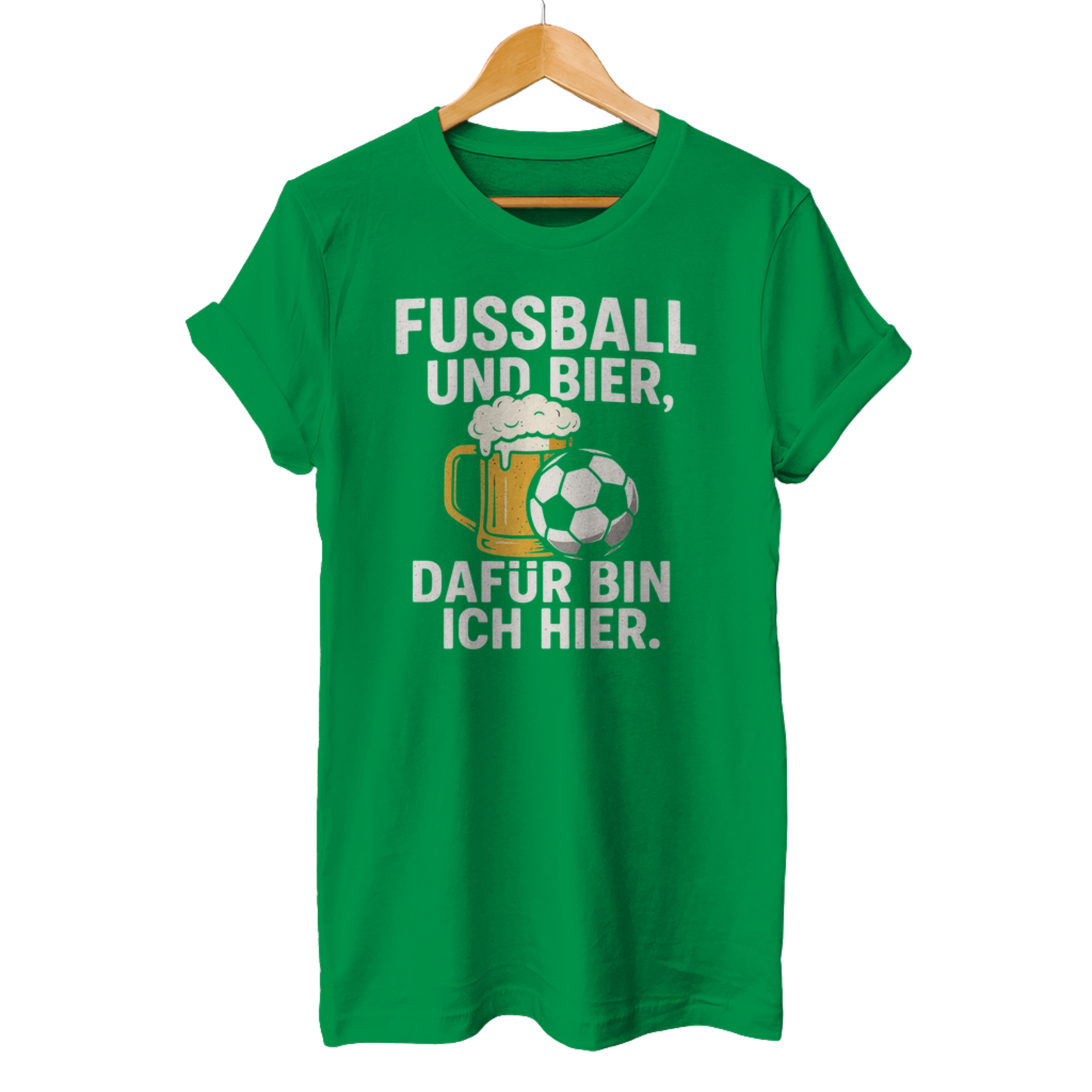 Fussball und Bier, dafür bin ich hier. - Unisex T-Shirt